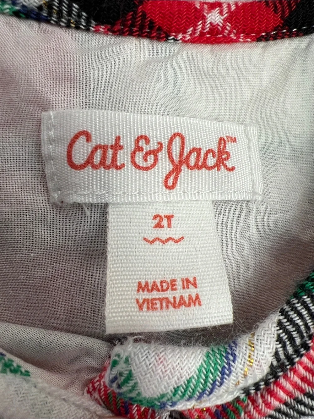 Cat & Jack | Red & White Plaid Long-Sleeve Holiday Festive Party Dress size 2T